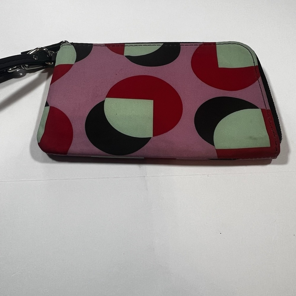 FOSSIL Printed Wristlet Wallet Mint Red Pink Gray Geometric Print